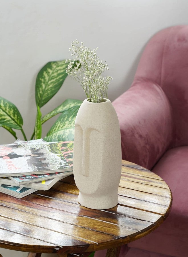 Purezento White Ceramic Table Viso vase |Home Decor |Table Top| Plant Pot for Room Decoration. - Image 4